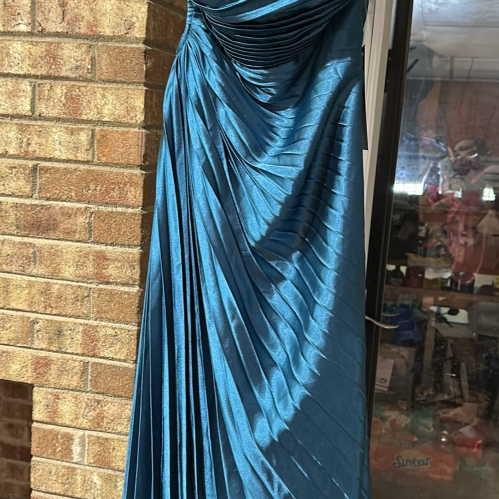 Teal Ruched Dress - Picture 3 of 4